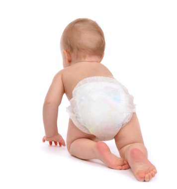 Çocuk bebek toddler gezinme geriye doğru arka arka taraftan karşı karşıya 