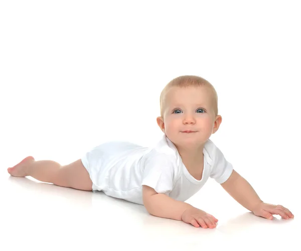 Bambino neonato 8 mesi bambino bambino sdraiato felice sorridente — Foto Stock