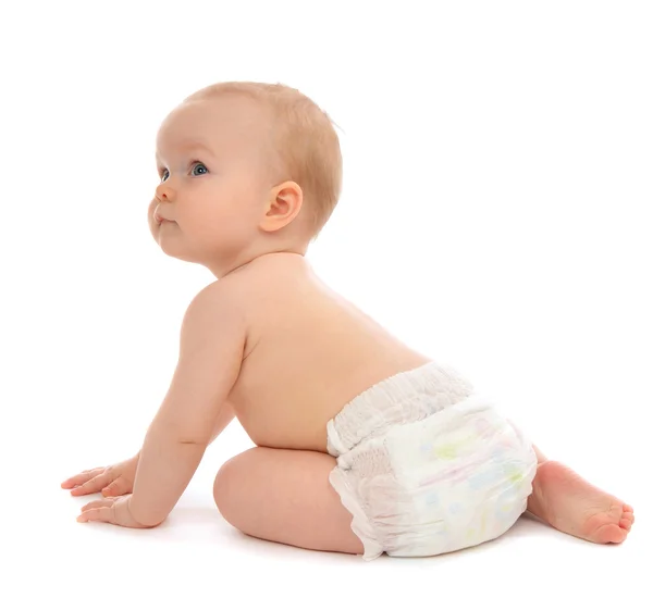 Infant child baby toddler sitting crawling backwards happy smili — Stock Photo, Image