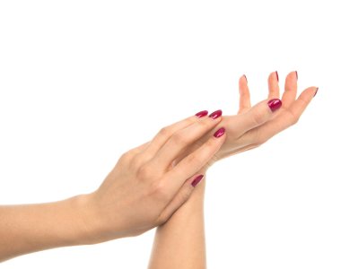 kadın eller izole kırmızı manikürlü tırnaklar 