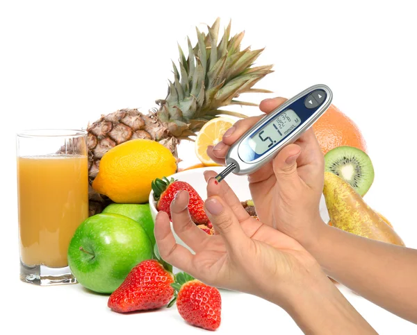 Διαβητική έννοια του διαβήτη. Μέτρηση γλυκόζης στο αίμα δοκιμή επίπεδο — Φωτογραφία Αρχείου