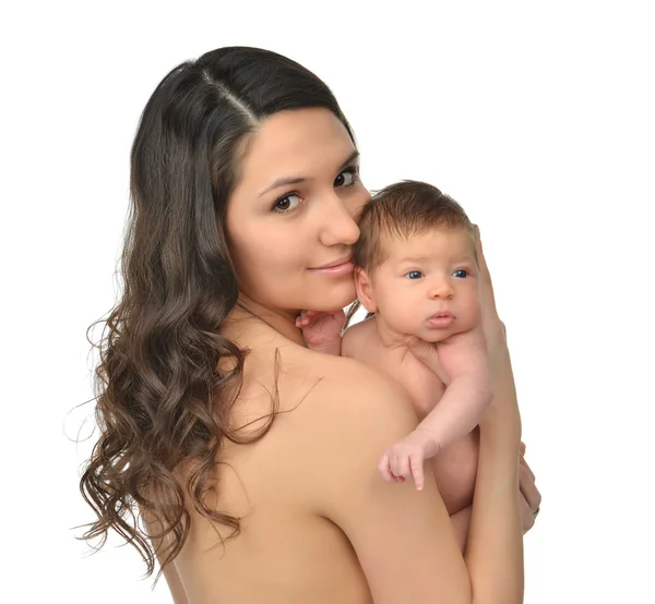 Mutter hält 3 Wochen Säugling Kind Baby Kind Mädchen ein — Stockfoto