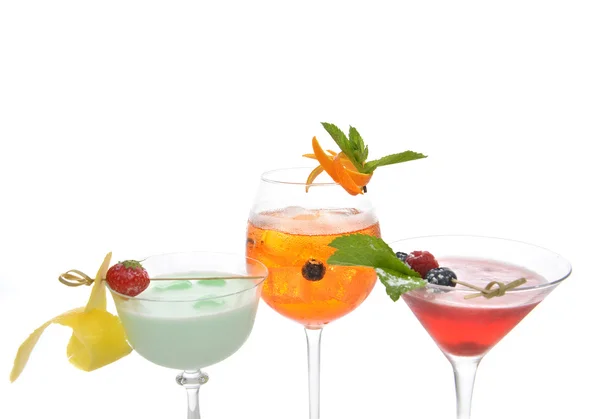 Green red orange alcohol margarita martini mojito cocktails coll — 图库照片