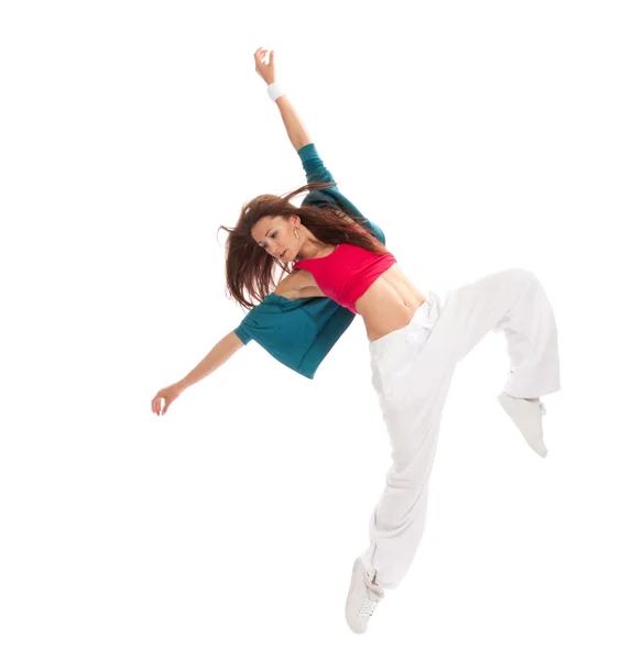 Γυναίκα hip-hop χορευτής χορεύει ευτυχισμένος — Φωτογραφία Αρχείου