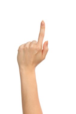 kadın el işaret, dokunmadan veya tuşuna basarak