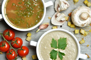 Metin kopyalama alanı mantar kremalı çorba ile kompozisyon çorba kase 