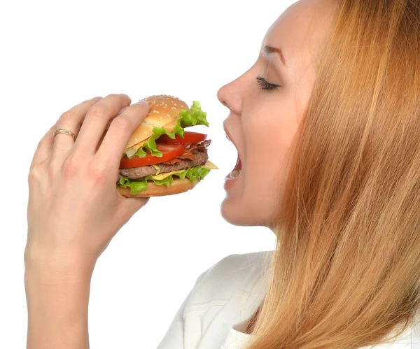 Concepto de comida rápida. Sabroso sándwich de hamburguesa poco saludable —  Fotos de Stock