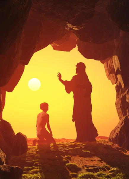 耶稣在山洞里. — 图库照片