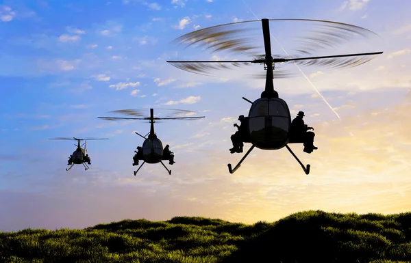 Os helicópteros. 3d — Fotografia de Stock