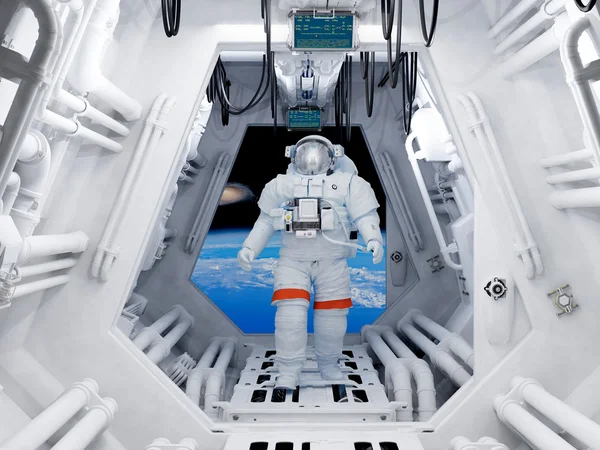 Astronaut in the tunnels — Stock Photo, Image