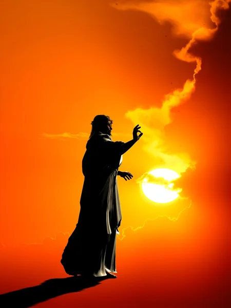 Jesus at sunset. .3d — Stock Photo, Image