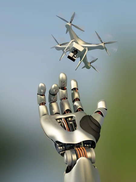 Drone y el robot . —  Fotos de Stock