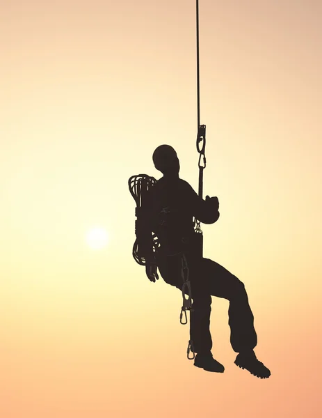 O alpinista na corda . — Fotografia de Stock