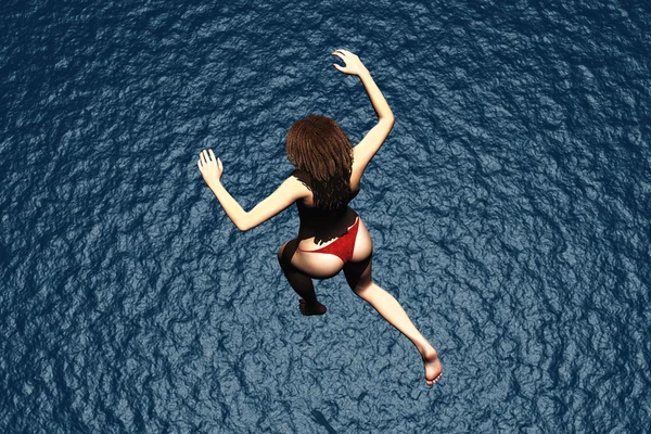 Jumping into the sea — Stock Photo, Image