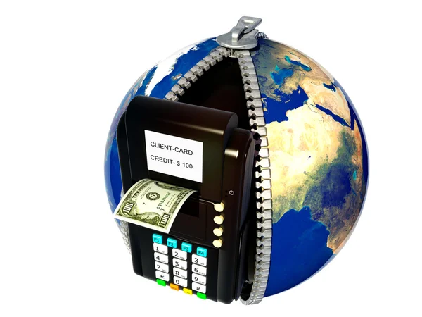 Modelo ATM. Renderização 3d — Fotografia de Stock