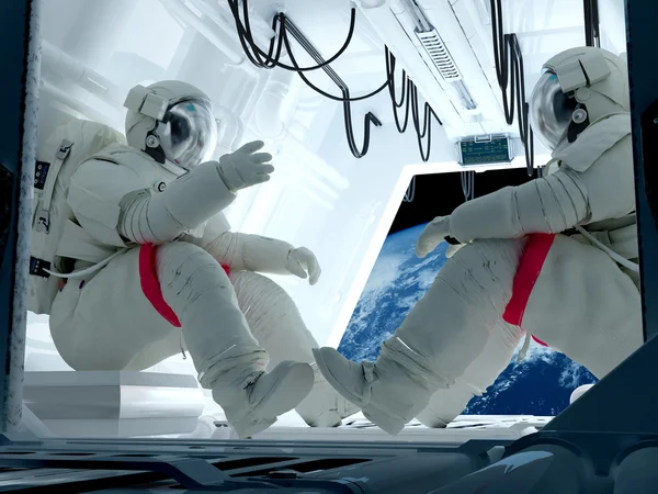 Grupo astronautas 3d render — Foto de Stock