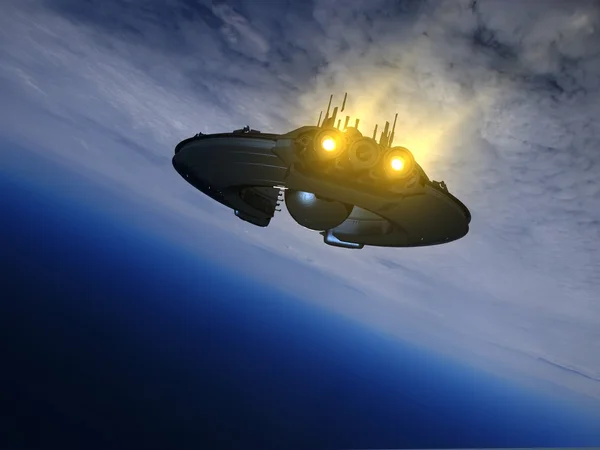 La nave espacial, 3d render — Foto de Stock