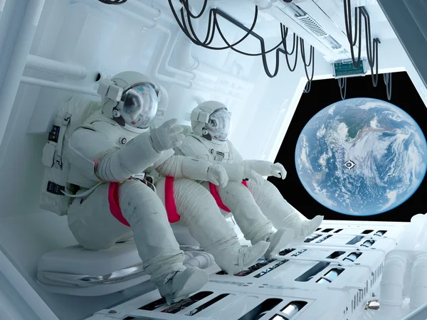 Групповой рендер астронавтов .3d — стоковое фото