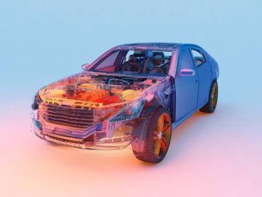 Beyaz arka planda 33d model arabalar.