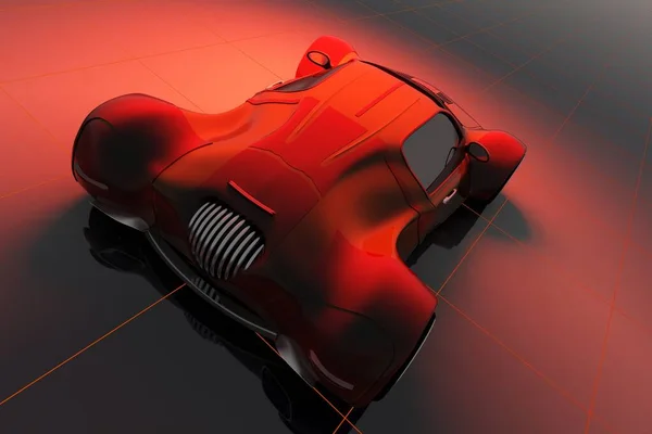 Модель Автомобілів Червоному Тлі Рендерингу — стокове фото
