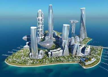 Şehrin en üst görüntüsü... 3D görüntüleme