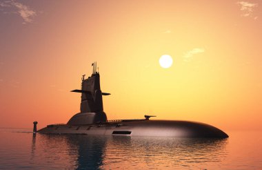 Denizdeki askeri gemi 3D hazırlıyor.