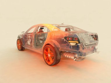 Kahverengi arka planda 33d model arabalar.