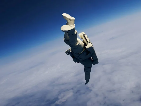 太空人在外层空间 3D渲染 — 图库照片
