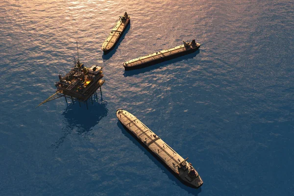 Oil Production Sea Render — Stock Photo, Image