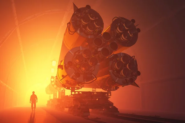 Space Rocket Hangar Render — Stock Photo, Image