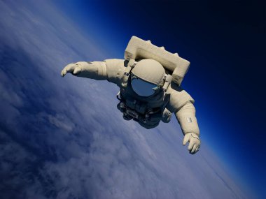 Uzayda bir astronot. , 3d canlandırma