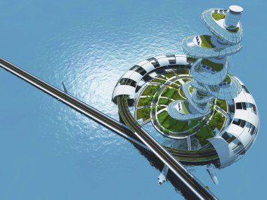 Güzel fütürist şehir 3D oluşturucu