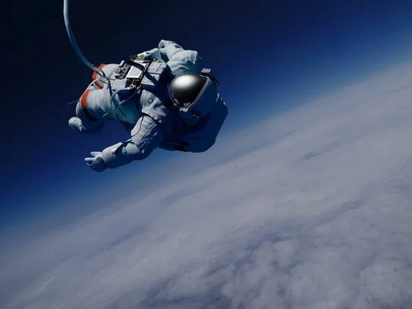 Astronaute Dans Espace Dessus Des Nuages Terre — Photo