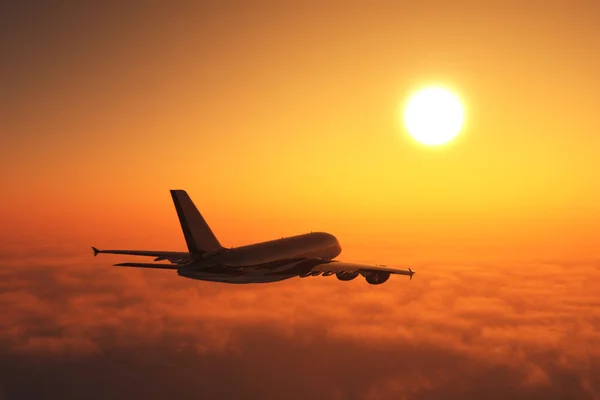 Passenger Plane Clouds Render — Stock Photo, Image