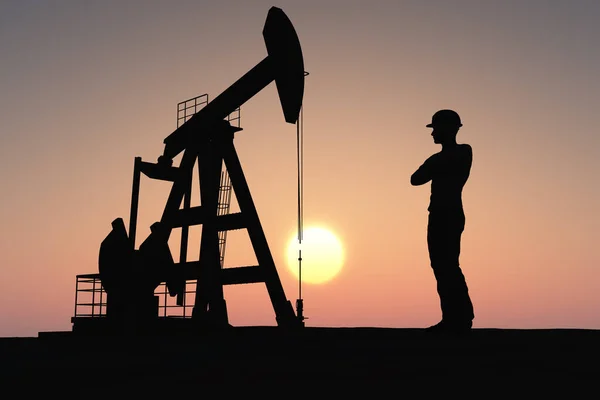 Los Trabajadores Producen Petróleo Render — Foto de Stock