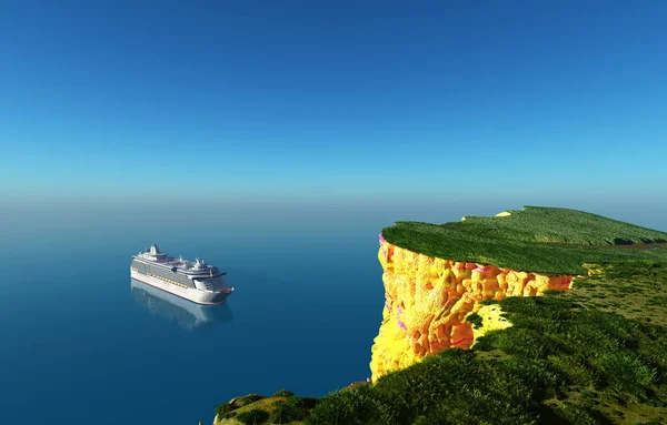 旅客ライナーと夏の風景 3Dレンダリング — ストック写真