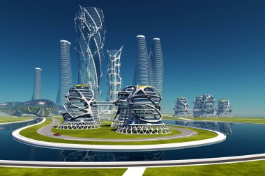 Şehrin en üst görüntüsü... 3D görüntüleme