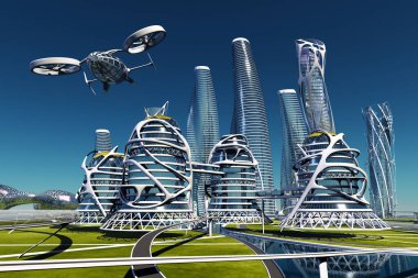 Şehrin en üst görüntüsü... 3D görüntüleme