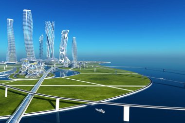 Şehrin en üst görüntüsü... 3D görüntüleme