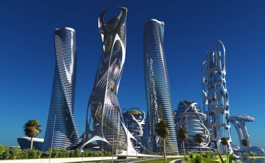 Şehrin en üst görüntüsü... 3D görüntüleme