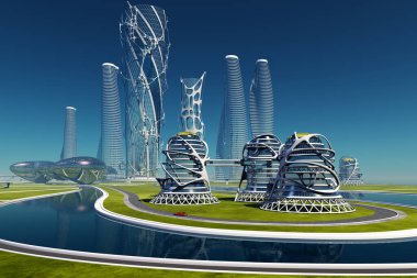 Şehrin en üst görüntüsü... 3D görüntüleme