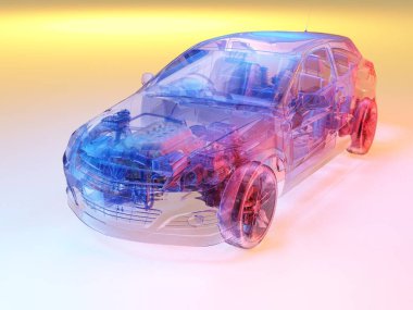 Beyaz arkaplanda cam otomatik... 3D görüntüleme