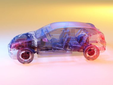 Beyaz arkaplanda cam otomatik... 3D görüntüleme