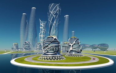 Şehrin en üst görüntüsü... 3D görüntüleme