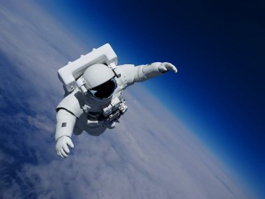Dünya 33d görüntüleme bulutlarının üstündeki astronot uzayda