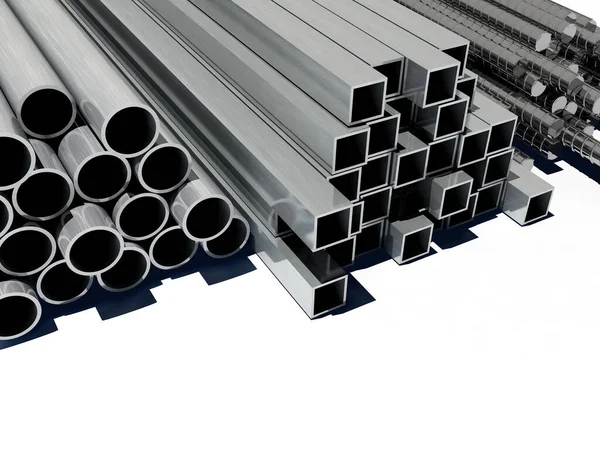 Metal Pipes White Background Rendering — Stock Photo, Image