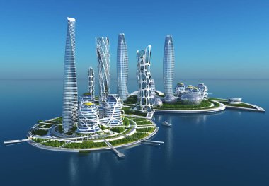 Şehrin en üst görüntüsü... 3D görüntüleme