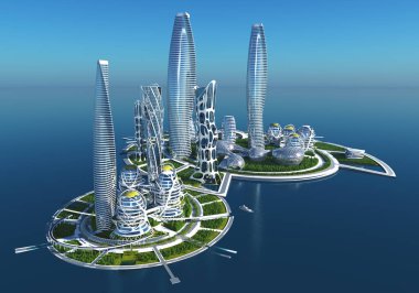 Şehrin en üst görüntüsü... 3D görüntüleme