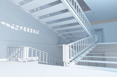 Bina inşaatının grafik görüntüsü., 3D oluşturma