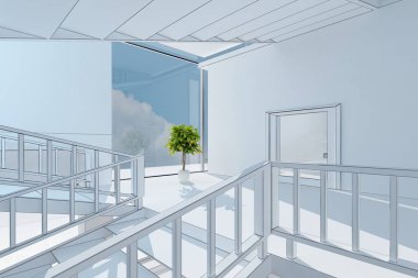 Bina inşaatının grafik görüntüsü., 3D oluşturma